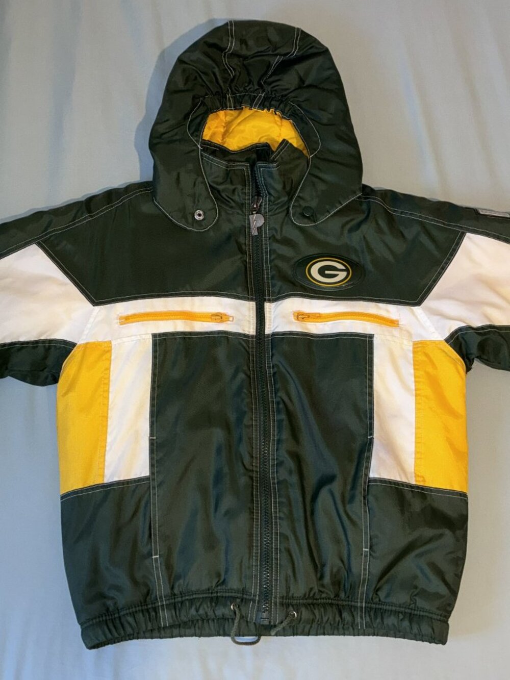 Vintage 90’s Green Bay Packers Pro Player Removeable Hooded Puffer Jacket Youth